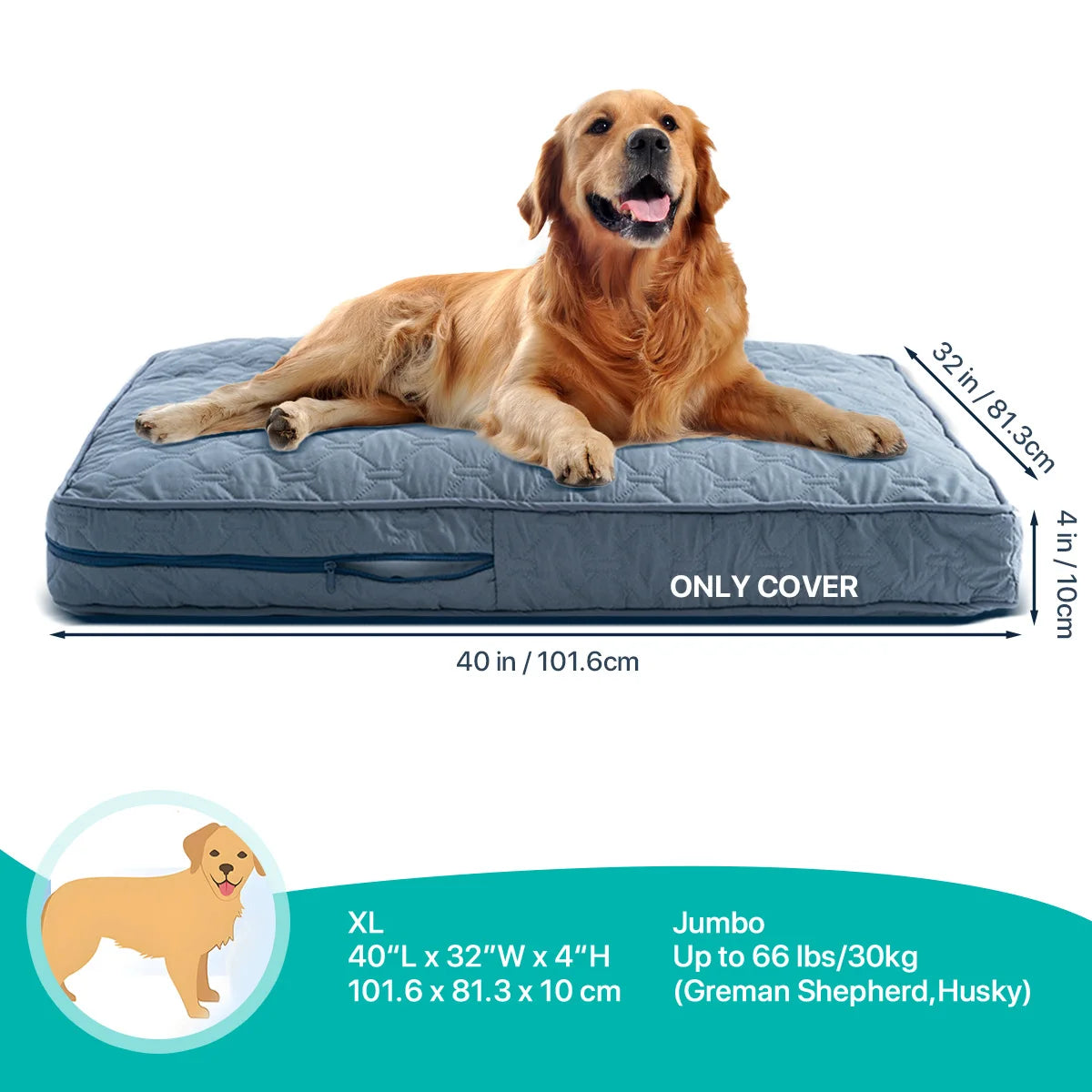 Orthopedic Dog Bed Cover – Washable Large Dog Crate Mat