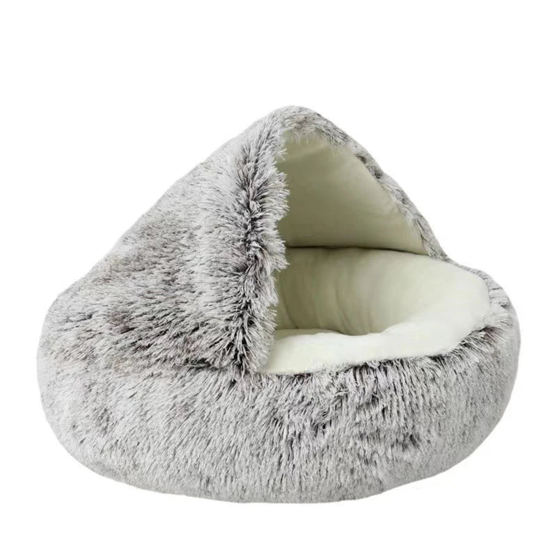 Soft Plush Round Pet Bed NZ | Covered Sleeping Nest Cave for Small Dogs & Kittens – PawNest
