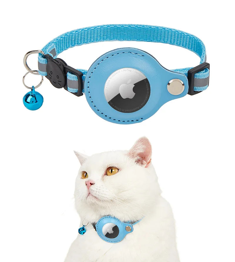 Airtag Reflective GPS Pet Collar with Bell – Real-Time Tracker