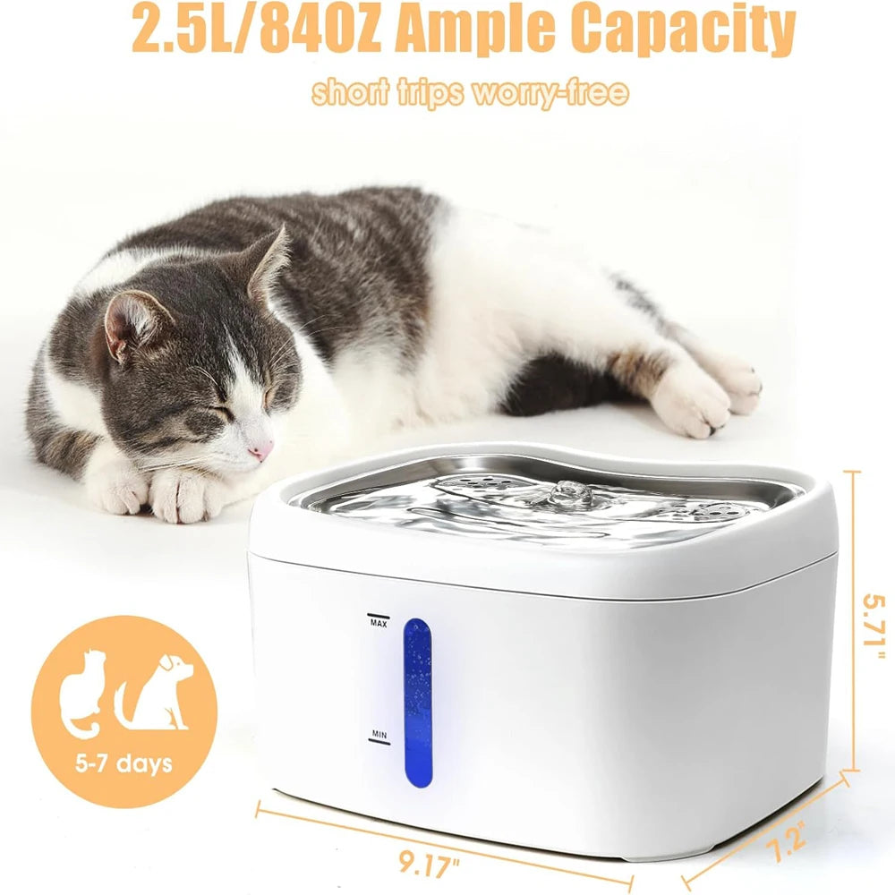 Tuya App Cat & Dog Water Fountain NZ | 2.5L Automatic Stainless Steel Bowl – PawNest