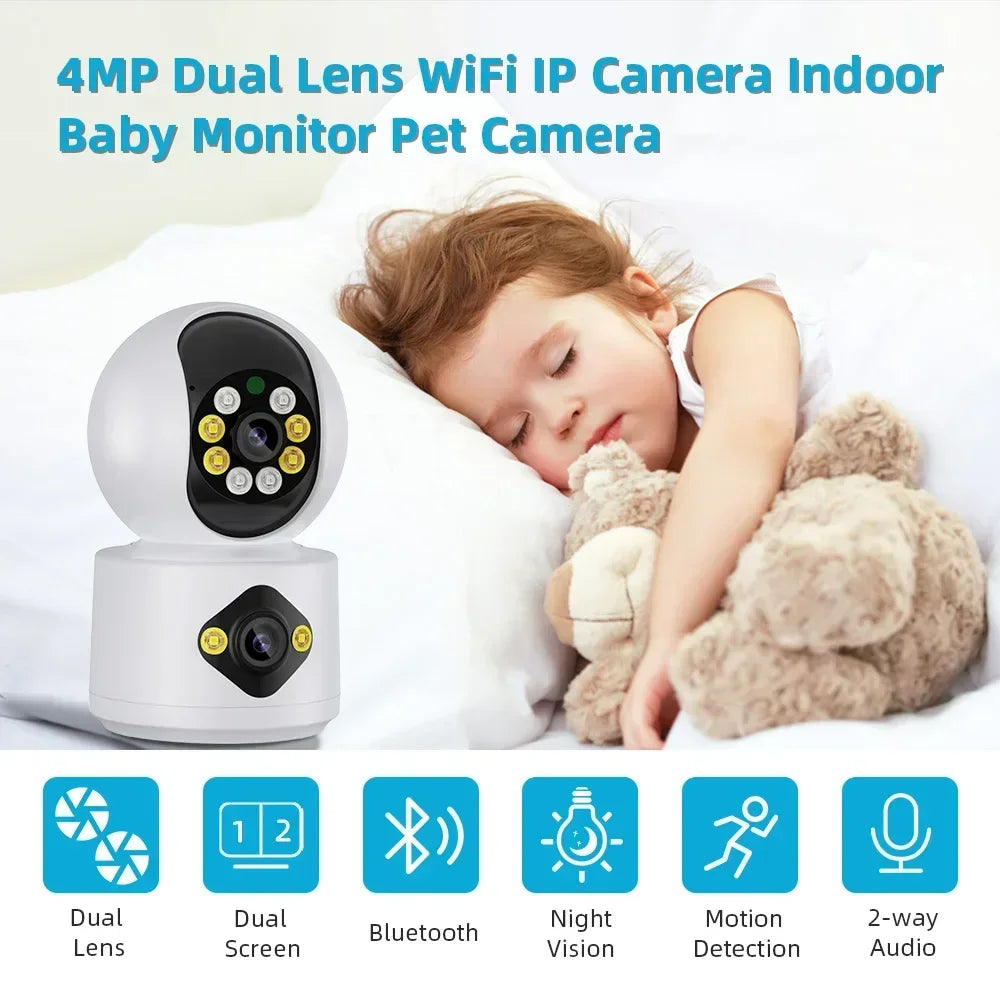 PEGATAH 4MP WiFi IP Camera – Dual Lens PTZ Baby & Pet Monitor