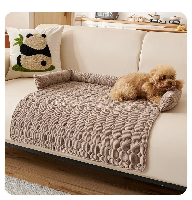 Square Winter Soft Pet Bed NZ | Warm Plush Dog & Cat Sofa with Neck Pillow – PawNest