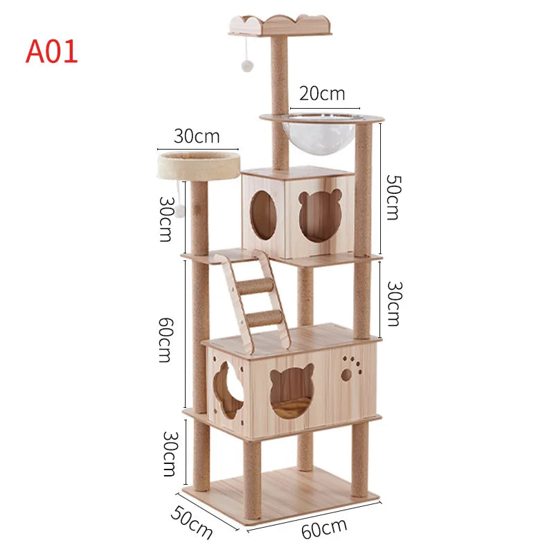 Large Indoor Cat Tree NZ | Tall Multi-Level Tower with Claw Grinding & Scratching Posts – PawNest