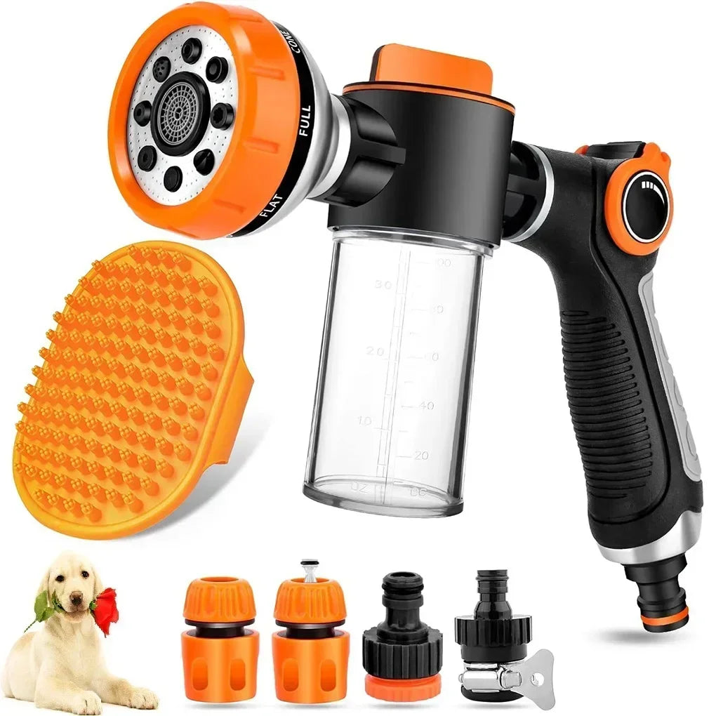 Adjustable Dog Shower Sprayer – High-Pressure Foam Nozzle Gun