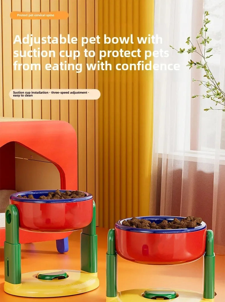 Adjustable Double Slow Feed Bowls NZ | Foldable Pet Feeder with 3 Heights for Different Sized Pets – PawNest