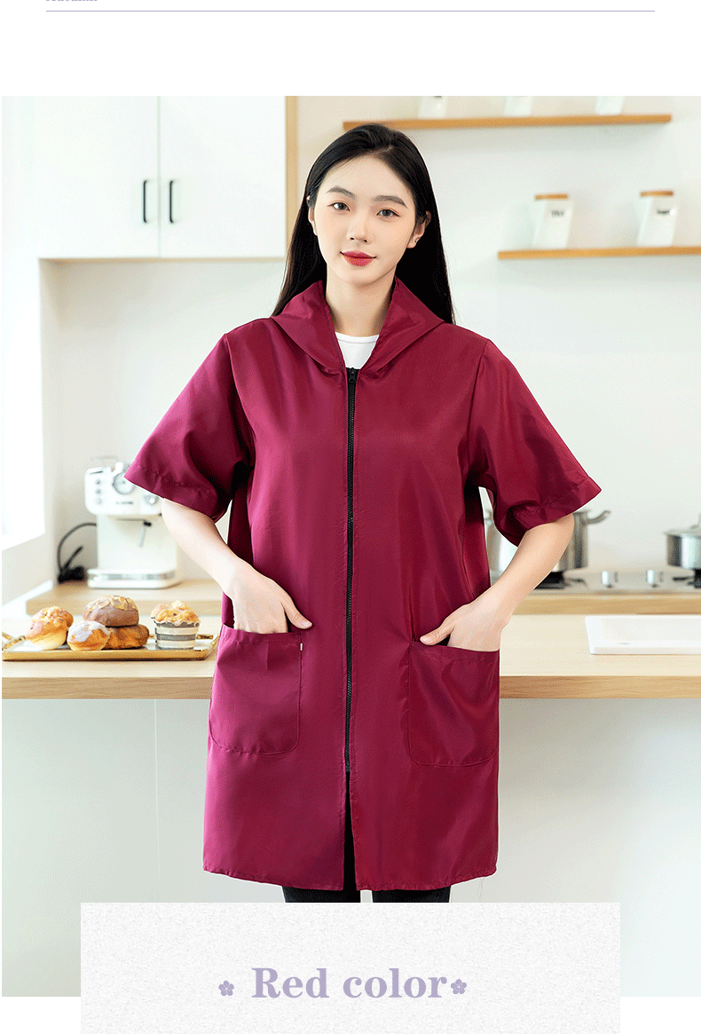Waterproof Pet Groomer Work Clothes – Black Short Sleeve Dog Grooming Uniform | Grooming Gown Apron for Salon & Barber Shop – Y1111