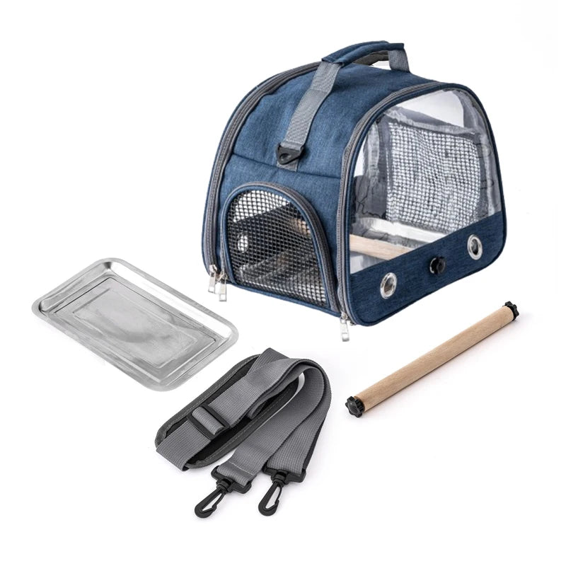 Transparent Bird Carrier Travel Bag NZ | Foldable Parrot Transport Cage with Perch – PawNest