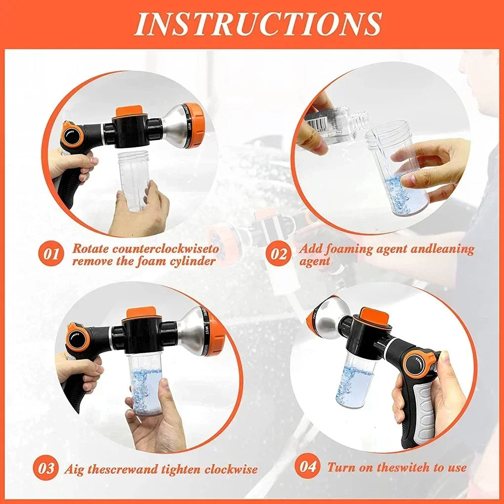Adjustable Dog Shower Sprayer – High-Pressure Foam Nozzle Gun