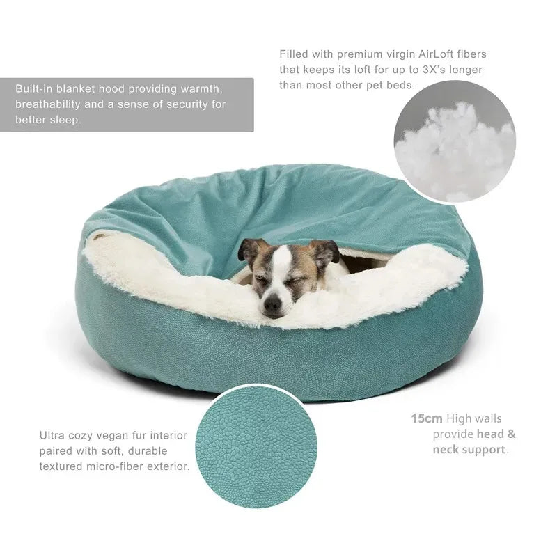 Orthopedic Dog Bed with Hooded Blanket – Waterproof & Warm