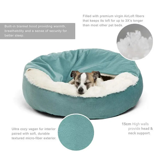 Orthopedic Dog Bed with Hooded Blanket – Waterproof & Warm