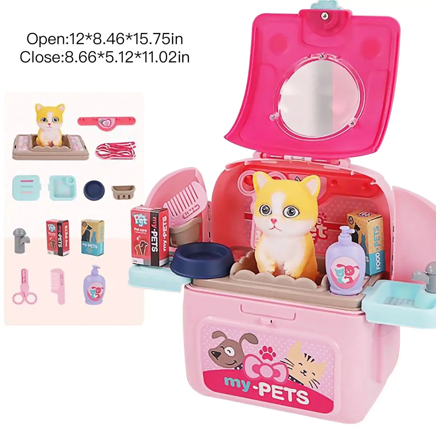 Pet Care Play Set – Dog Grooming Vet Kit with Backpack | Educational Toy for Kids & Toddlers | Pretend