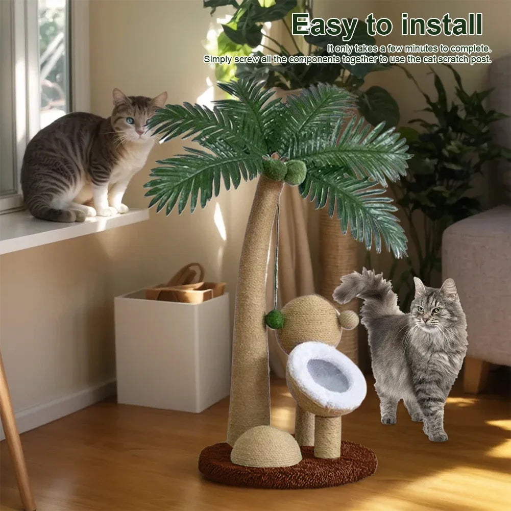 Coconut Tree Cat Scratching Post NZ | Interactive Claw Sharpener & Climbing Frame for Cats – PawNest