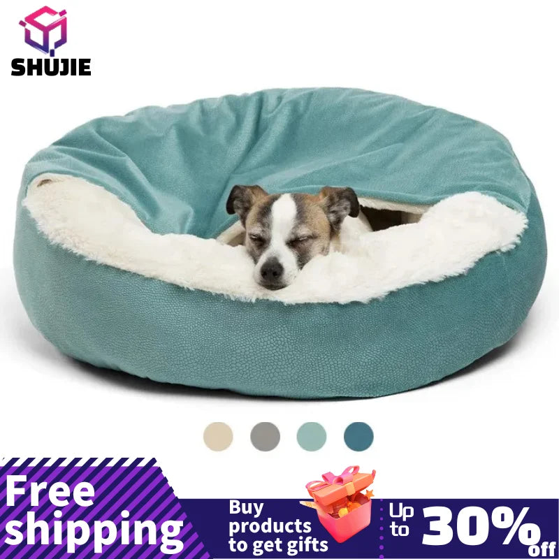 Orthopedic Dog Bed with Hooded Blanket – Waterproof & Warm