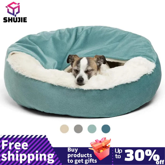 Orthopedic Dog Bed with Hooded Blanket – Waterproof & Warm
