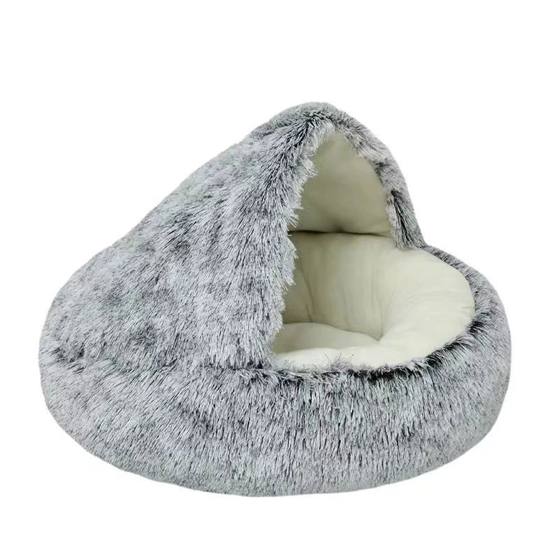 Soft Plush Round Pet Bed NZ | Covered Sleeping Nest Cave for Small Dogs & Kittens – PawNest