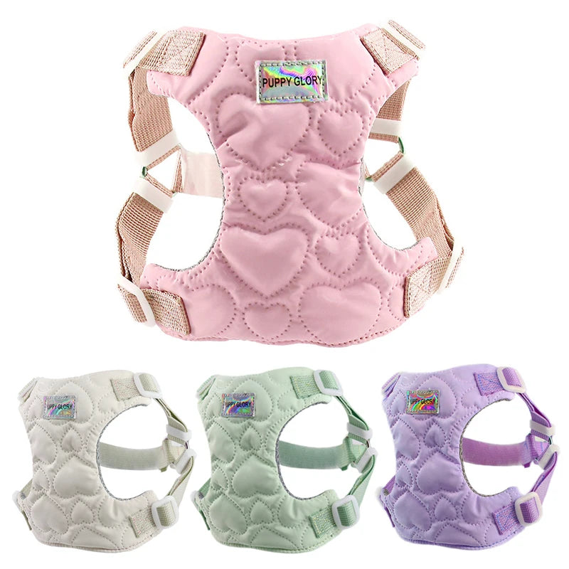 Adjustable Dog Harness NZ | Heart Pattern Nylon Puppy Vest for Small & Medium Dogs – PawNest