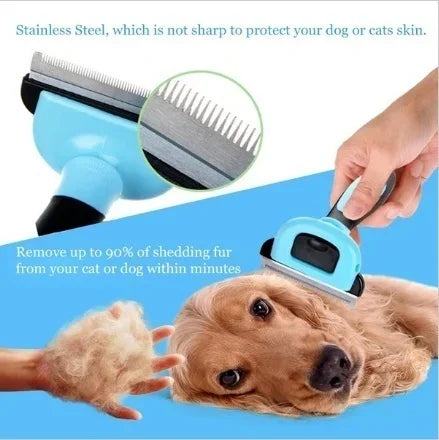 Double-Sided Pet Grooming Brush – Shedding & Dematting Undercoat Rake Comb for Dogs & Cats | Deshedding Tool for Grooming & Care