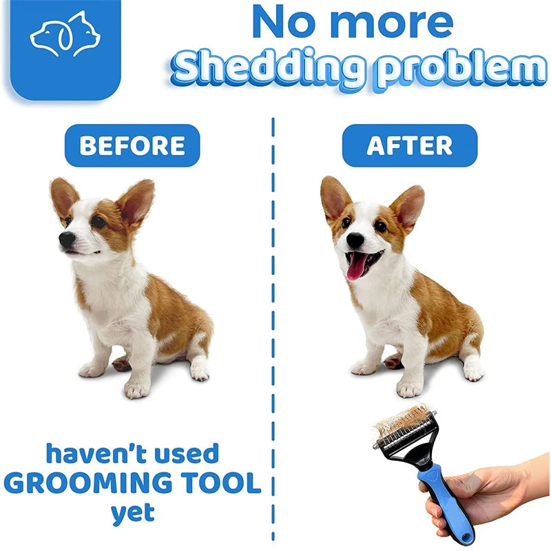 2-in-1 Pet Grooming & Shedding Tool – Detangler & Hair Removal Comb for Cats & Dogs | Open Knot & Loose Fur Cleaner