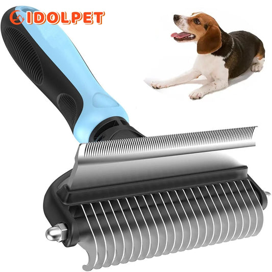 2-in-1 Pet Grooming & Shedding Tool – Detangler & Hair Removal Comb for Cats & Dogs | Open Knot & Loose Fur Cleaner