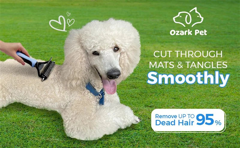 2-in-1 Pet Grooming & Shedding Tool – Detangler & Hair Removal Comb for Cats & Dogs | Open Knot & Loose Fur Cleaner