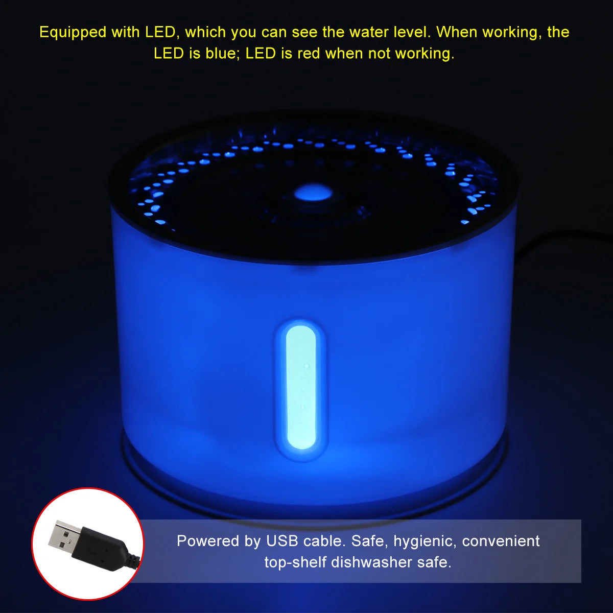 LED Cat Water Fountain NZ – Quiet 2.4L Drinking Bowl for Cats & Dogs