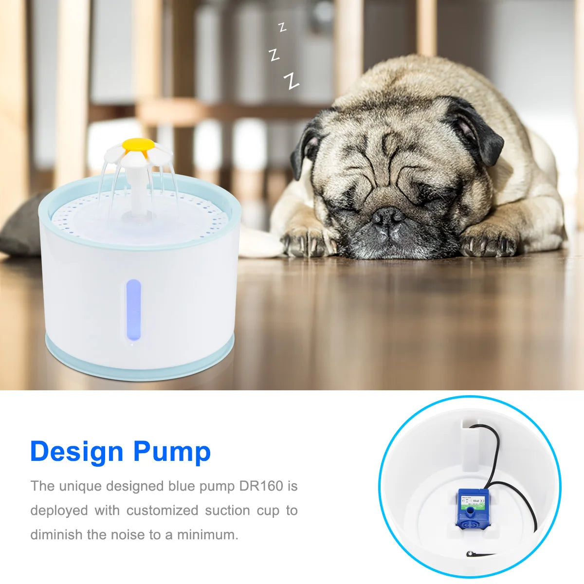LED Cat Water Fountain NZ – Quiet 2.4L Drinking Bowl for Cats & Dogs