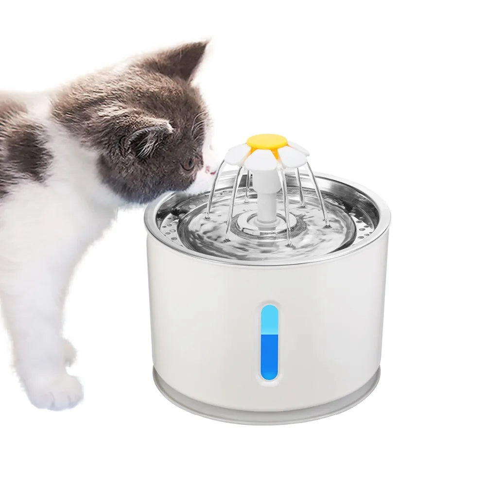 LED Cat Water Fountain NZ – Quiet 2.4L Drinking Bowl for Cats & Dogs