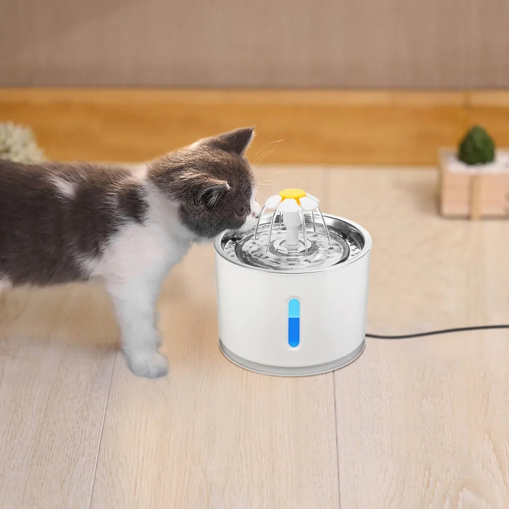 LED Cat Water Fountain NZ – Quiet 2.4L Drinking Bowl for Cats & Dogs