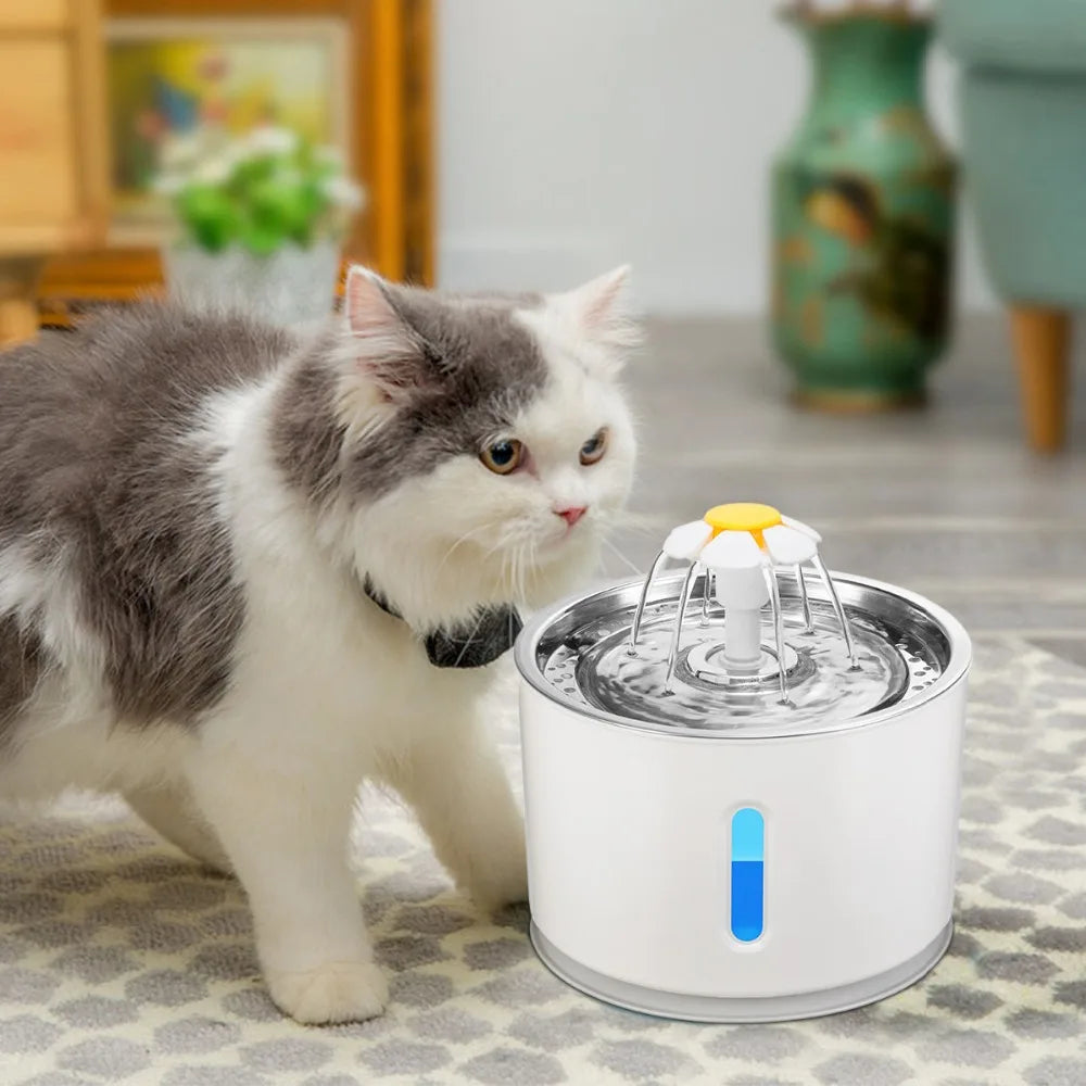 LED Cat Water Fountain NZ – Quiet 2.4L Drinking Bowl for Cats & Dogs