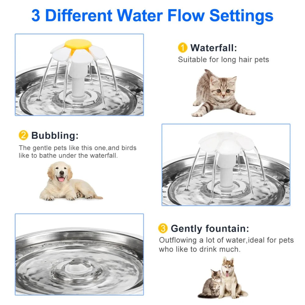 LED Cat Water Fountain NZ – Quiet 2.4L Drinking Bowl for Cats & Dogs