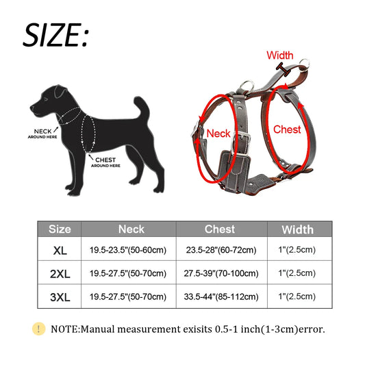 Durable Leather Dog Harness NZ | Large Dog Training Vest with Quick Control Handle for Labradors & Pitbulls – PawNest