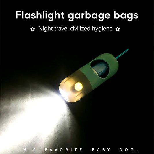 LED Light Dog Poop Bag Dispenser + Degradable Waste Bags