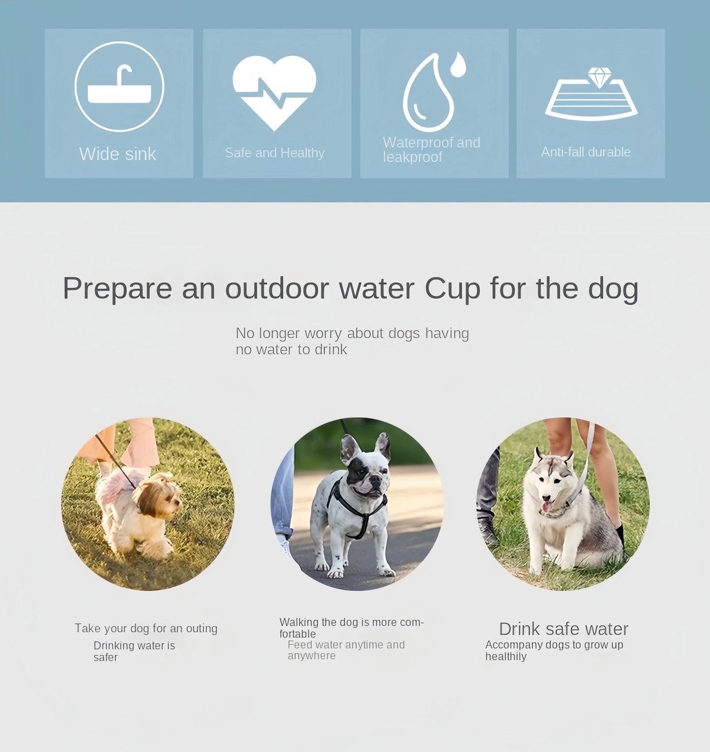 Portable Dog Water Bottle with Food Storage – Travel Feeder Bowl