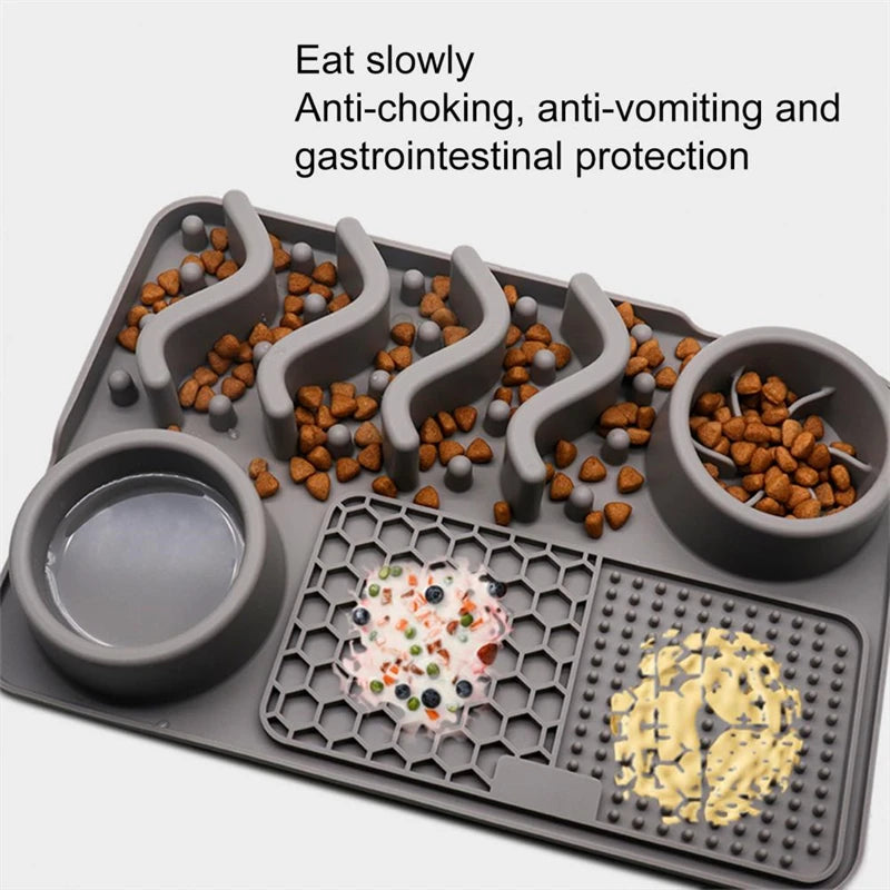 3-in-1 Slow Feeder Dog Bowl & Licking Mat NZ | Suction Cup Anxiety Relief Feeder – BPA Free – PawNest