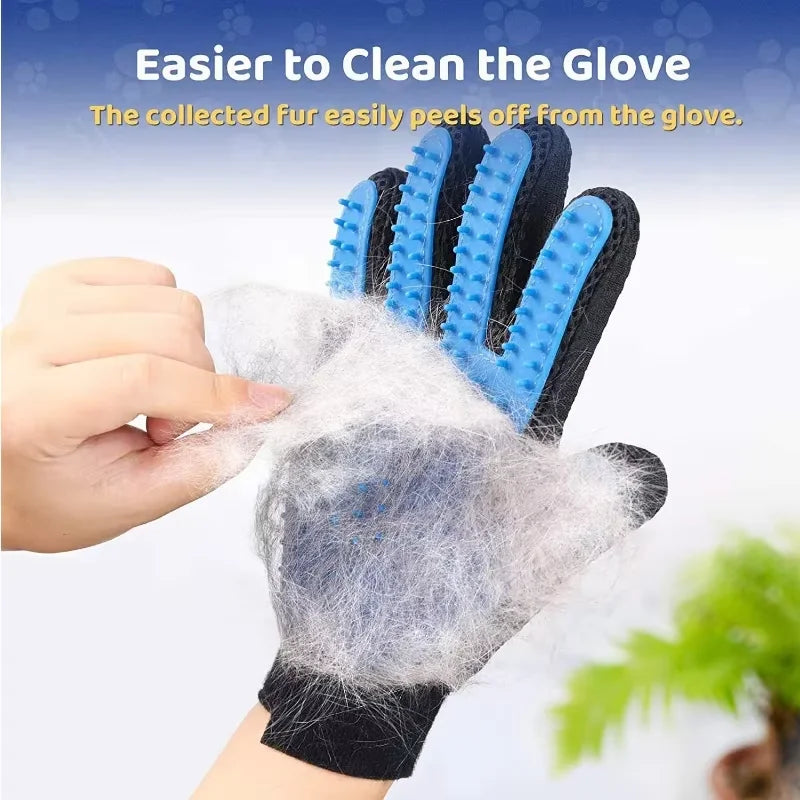 Pet Grooming Kit for Dogs, Cats & Rabbits – 2-Sided Grooming Brush & Bath Cleaning Glove for De-Shedding & De-Matting Fur