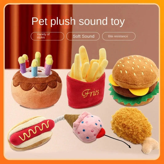 Food-Shaped Plush Squeaky Dog Toys NZ | Ice Cream, Fries & Burger Chew Toys – PawNest