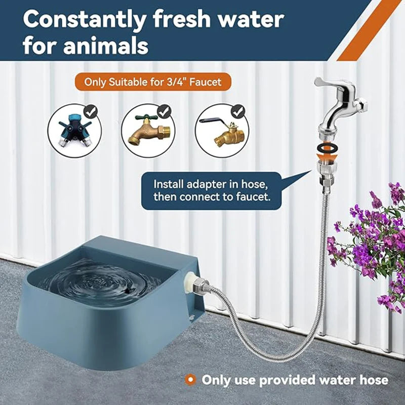 Automatic Dog Water Bowl Dispenser 2L – Outdoor Auto-Fill with Hose
