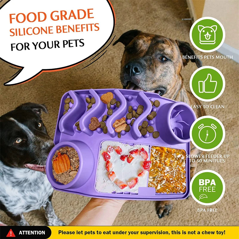 3-in-1 Slow Feeder Dog Bowl & Licking Mat NZ | Suction Cup Anxiety Relief Feeder – BPA Free – PawNest
