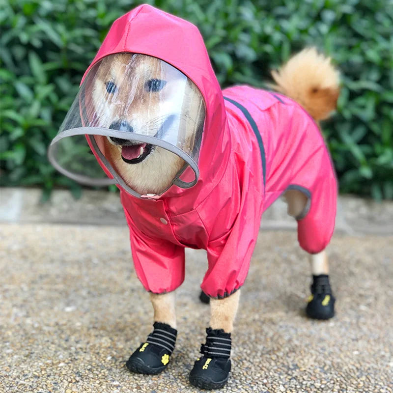 Large Brimmed Dog Raincoat NZ | Reflective Waterproof Raincoat with Traction Rope for Small & Medium Dogs – PawNest
