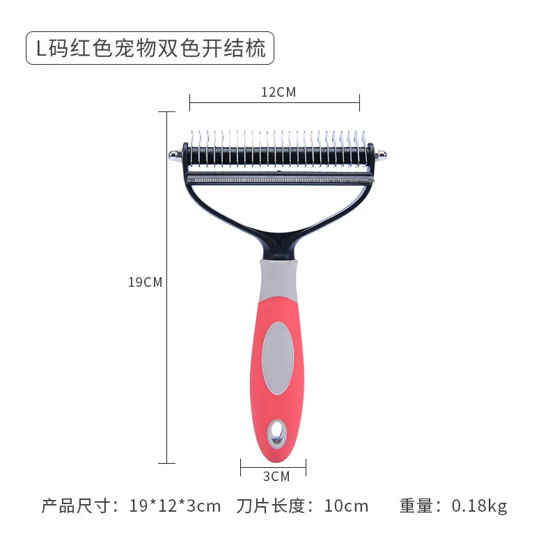 2-in-1 Pet Grooming & Shedding Tool – Detangler & Hair Removal Comb for Cats & Dogs | Open Knot & Loose Fur Cleaner