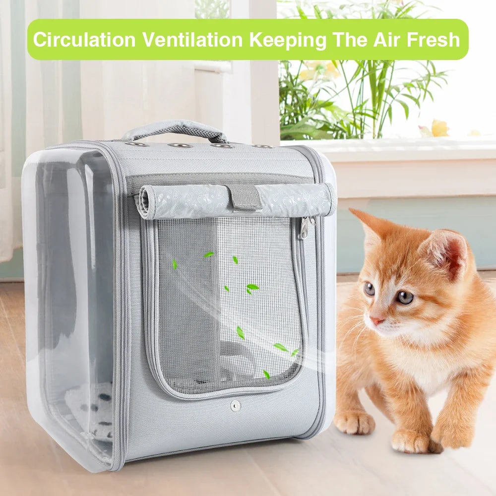 Double-Sided Transparent Cat Carrier NZ | Ventilated Large Space Pet Backpack for Cats – Portable & Comfortable