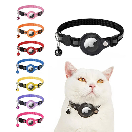Airtag Reflective GPS Pet Collar with Bell – Real-Time Tracker