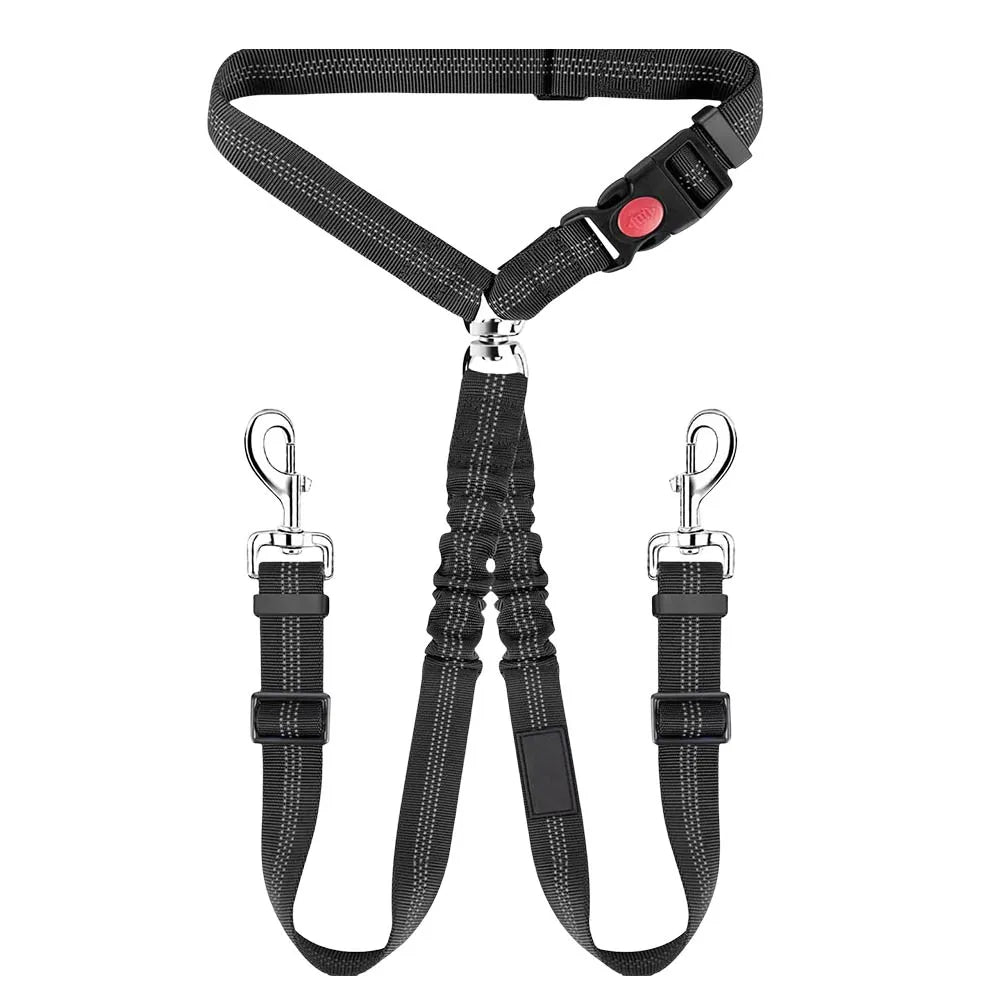 Double-Headed Dog Safety Harness NZ | Adjustable Car Headrest Restraint for Secure Pet Travel – PawNest