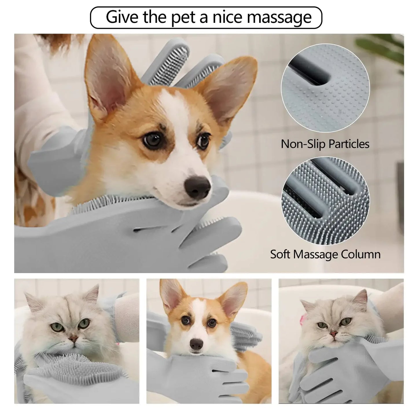 Pet Grooming Gloves – Gentle Bathing, Deshedding & Massage Mitt for Dogs, Cats & Rabbits