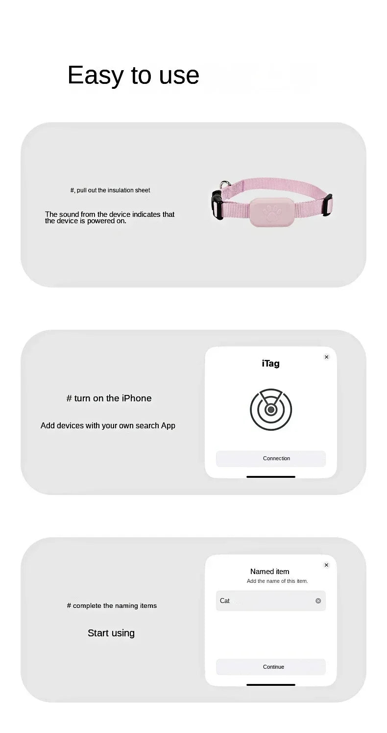 Mini Bluetooth GPS Pet Tracker NZ | Anti-Lost Collar with Movement Alerts & Global Locator for Cats & Puppies – PawNest