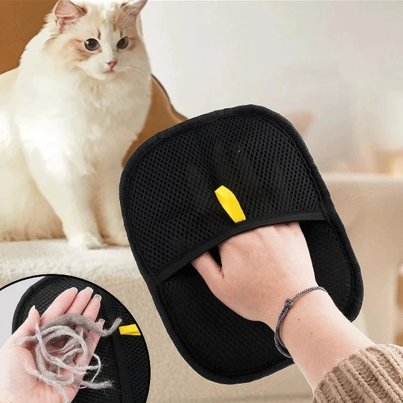 Pet Grooming Gloves – Static Hair Remover Brush for Dogs, Cats & Rabbits | Washable & Durable Hair Removal Tool