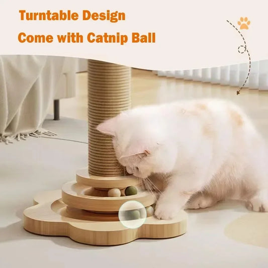 Cat Scratch Pole Sisal NZ | High-Density Turntable Scratcher & Climbing Frame for Cats – PawNest