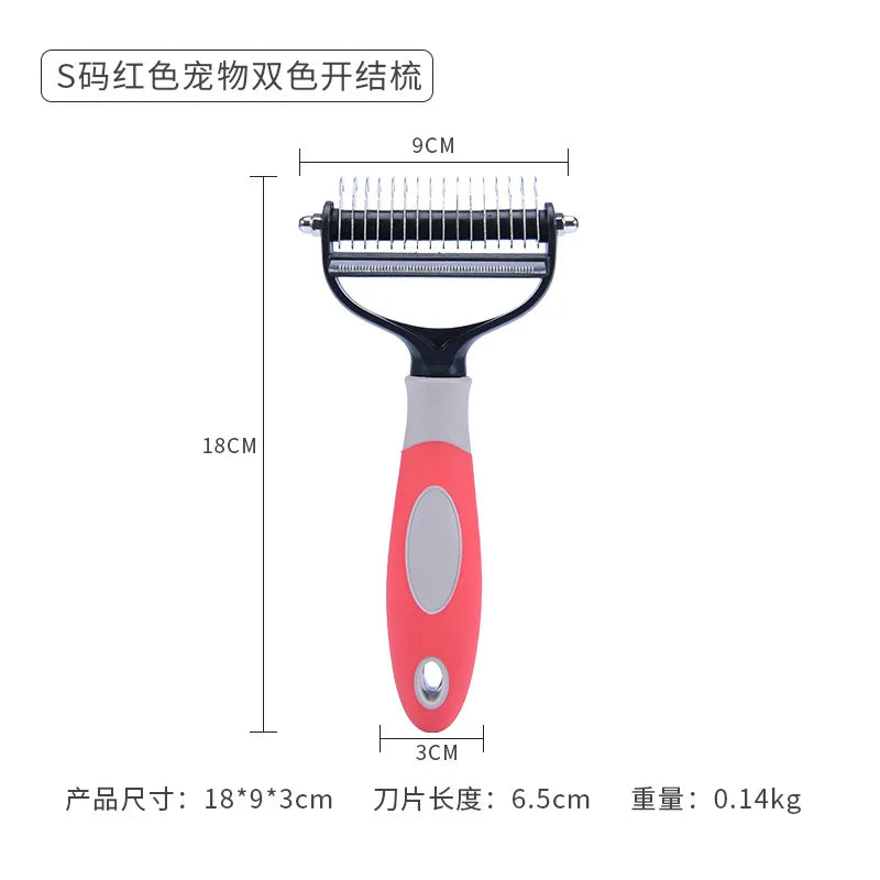2-in-1 Pet Grooming & Shedding Tool – Detangler & Hair Removal Comb for Cats & Dogs | Open Knot & Loose Fur Cleaner