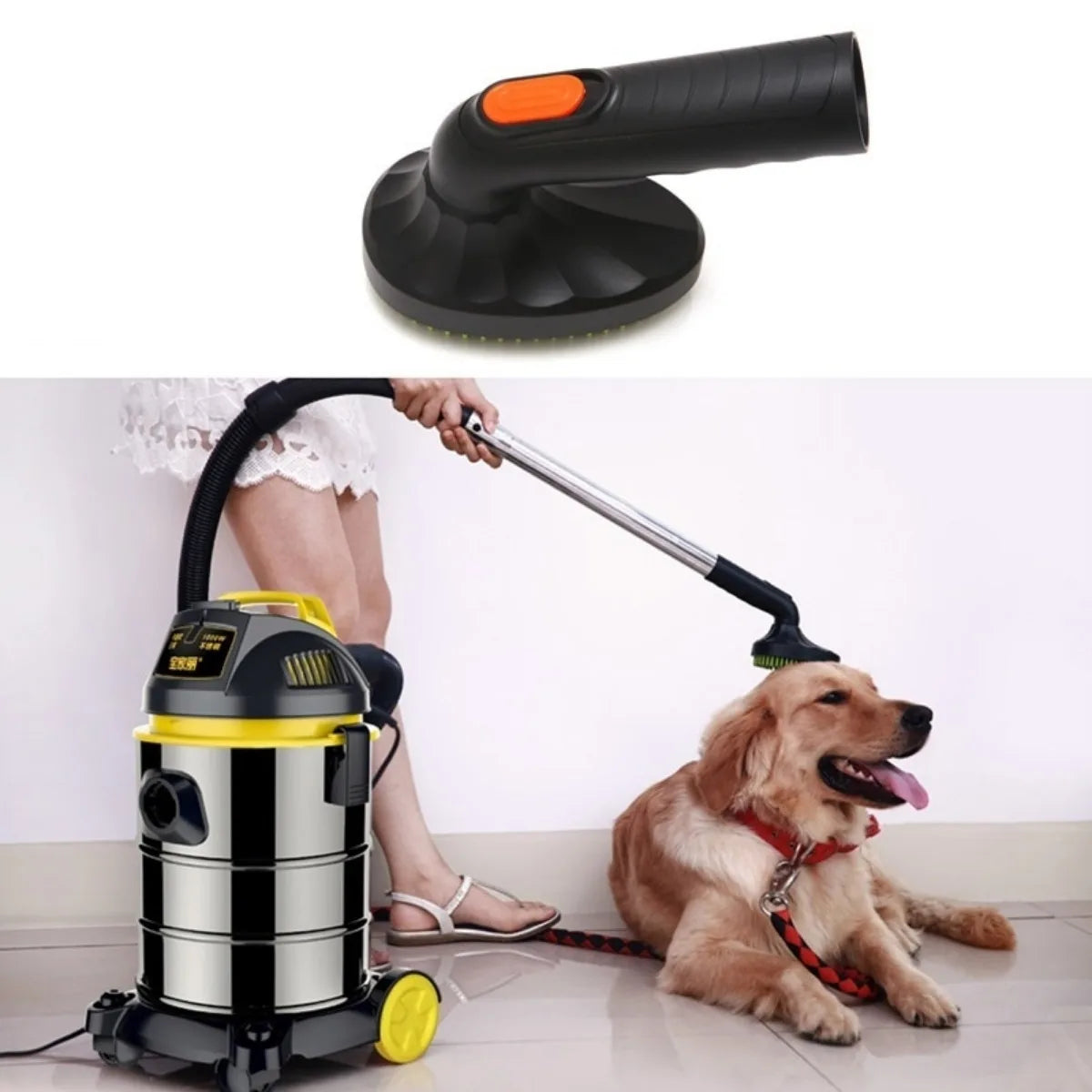 Pet Grooming Brush with Vacuum Cleaner Attachment – Gentle De-Shedding Hair Remover for Cats & Dogs