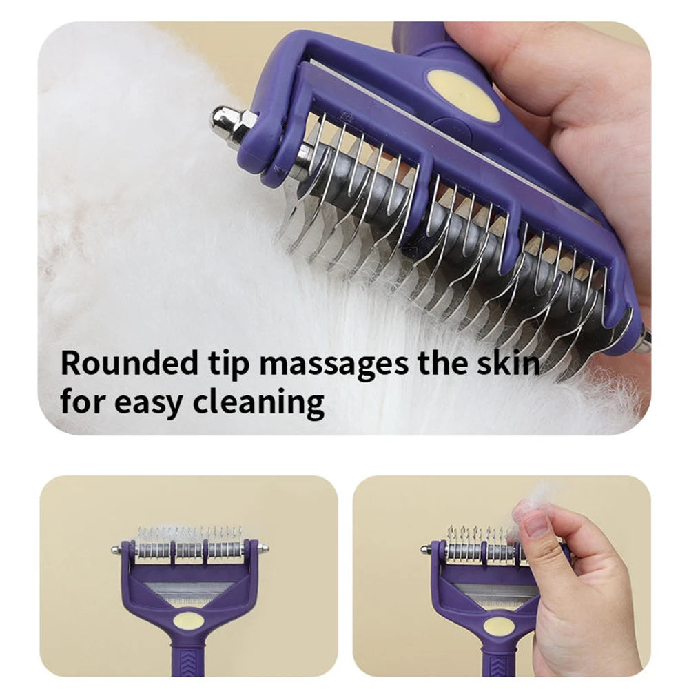 Dog Grooming Brush & Dematting Comb – Undercoat Rake for Thick Hair Cats & Dogs | Pet Hair Removal Tool | PawNest NZ